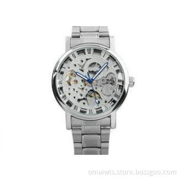 Classic Black Mechanical Mens Automatic Watch Skeleton With